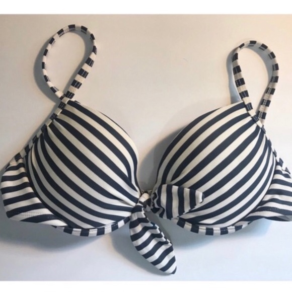 Navy & white stripped bikini top. - Picture 1 of 3